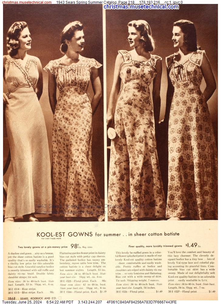 1943 Sears Spring Summer Catalog, Page 218