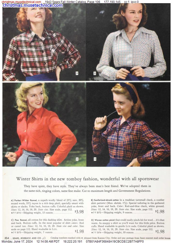 1943 Sears Fall Winter Catalog, Page 106