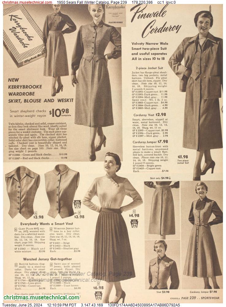 1950 Sears Fall Winter Catalog, Page 239