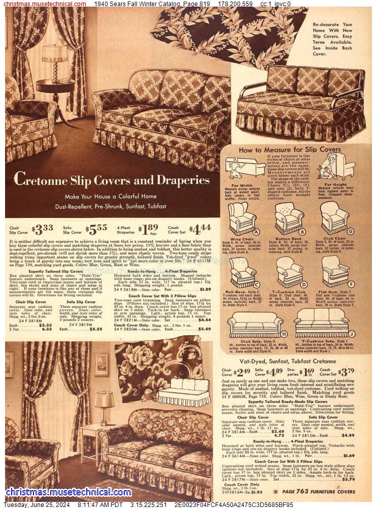 1940 Sears Fall Winter Catalog, Page 819
