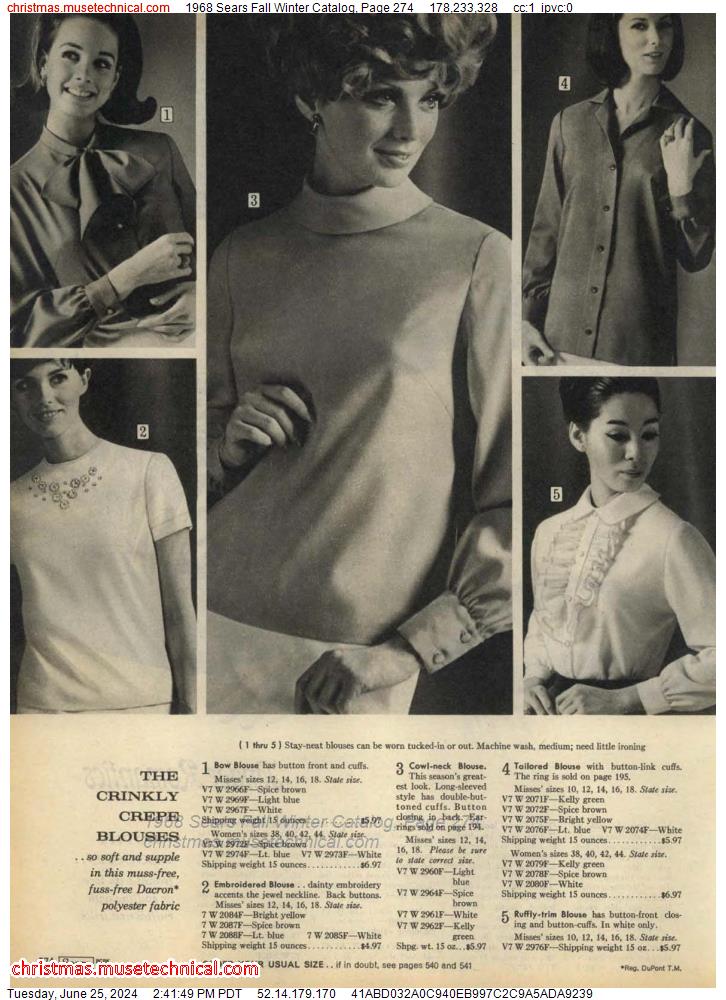 1968 Sears Fall Winter Catalog, Page 274