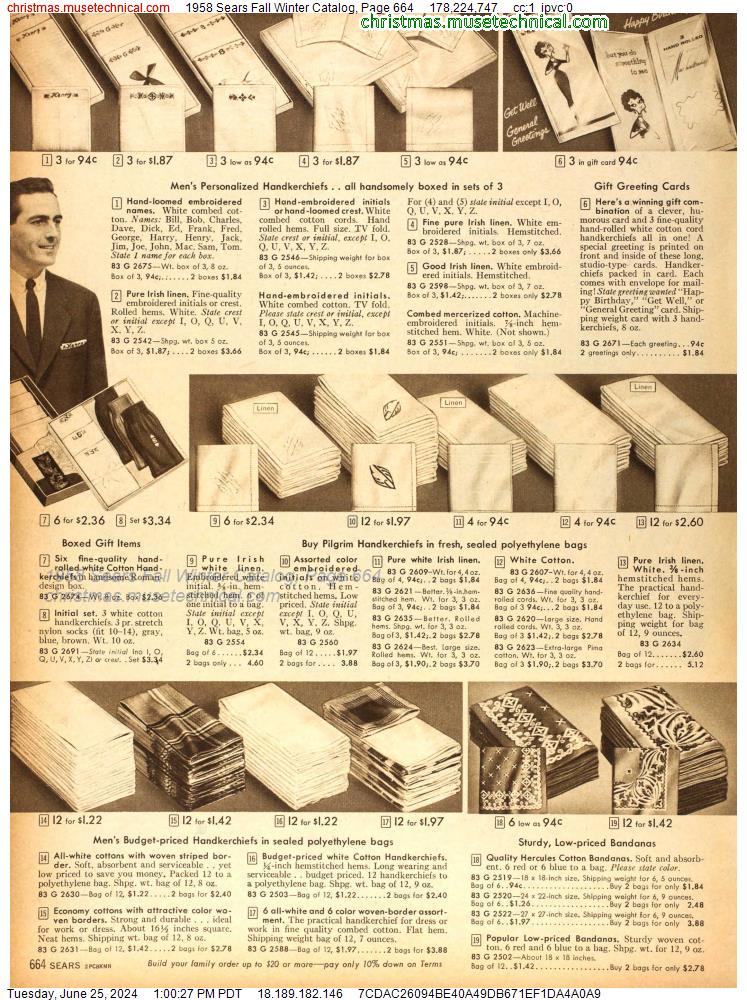 1958 Sears Fall Winter Catalog, Page 664