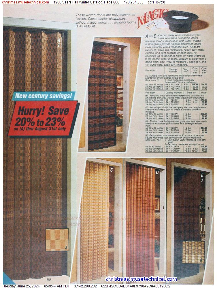 1986 Sears Fall Winter Catalog, Page 868