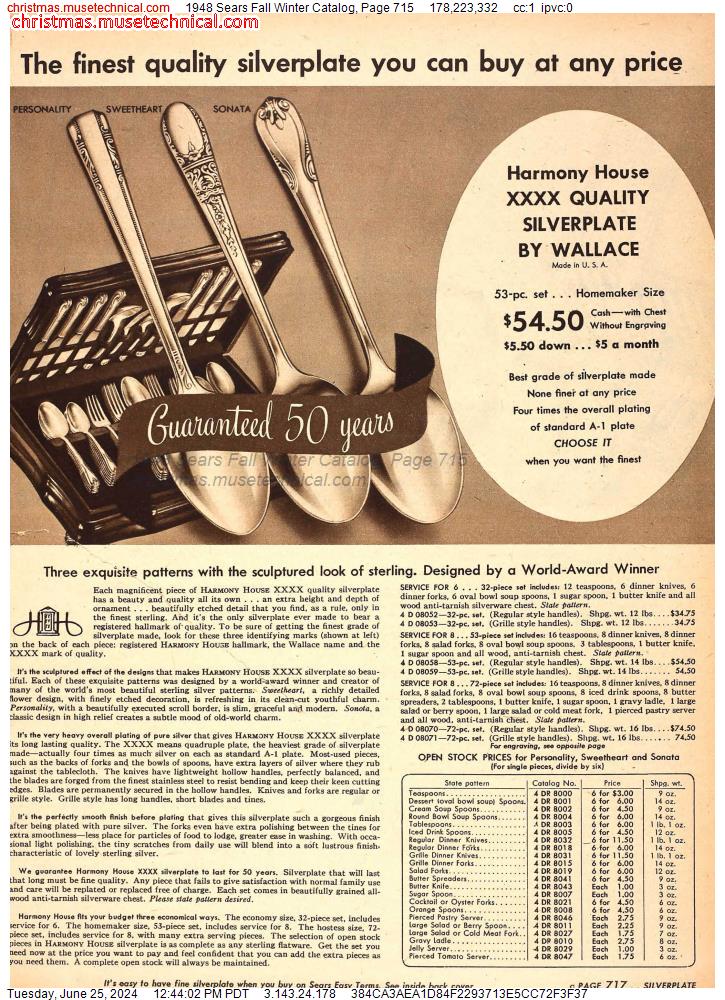 1948 Sears Fall Winter Catalog, Page 715