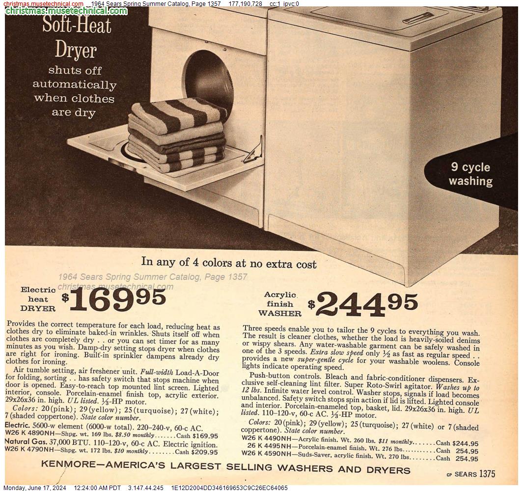1964 Sears Spring Summer Catalog, Page 1357