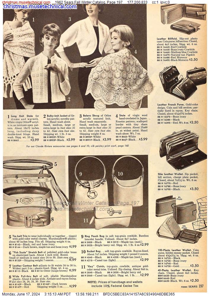1962 Sears Fall Winter Catalog, Page 197