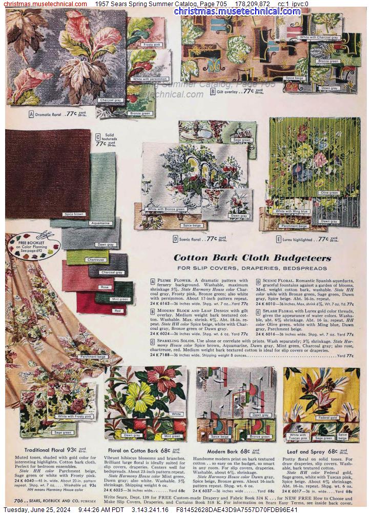 1957 Sears Spring Summer Catalog, Page 705