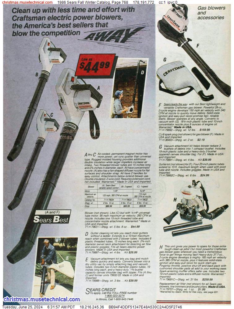 1986 Sears Fall Winter Catalog, Page 768