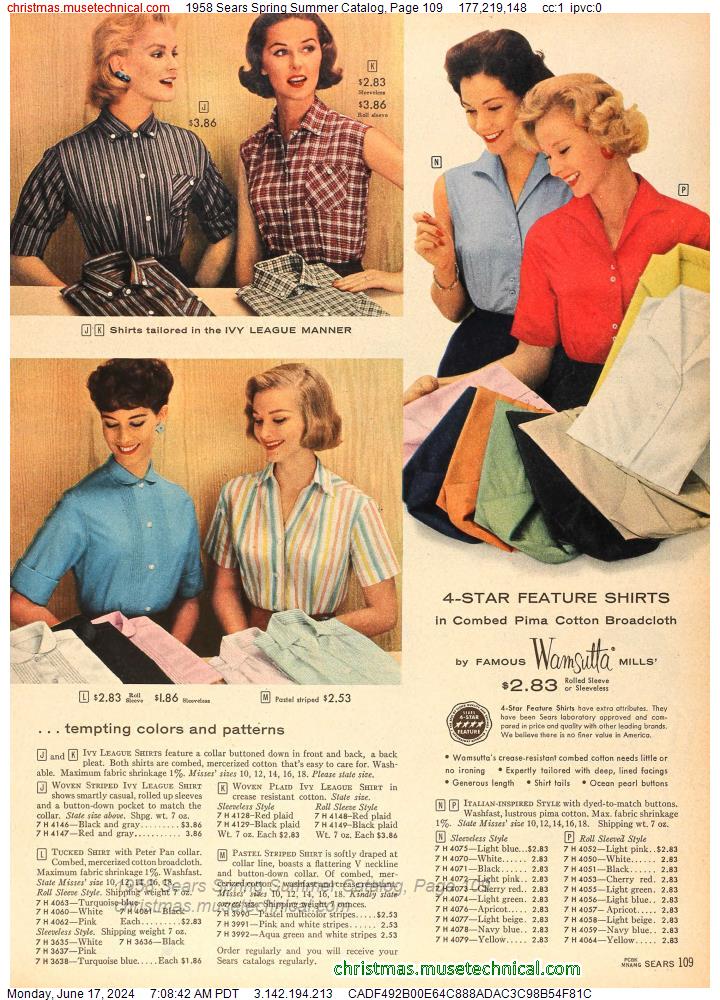 1958 Sears Spring Summer Catalog, Page 109