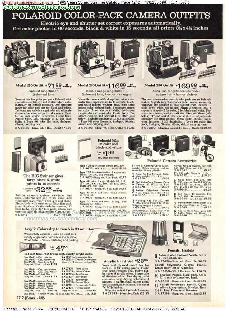 1969 Sears Spring Summer Catalog, Page 1212