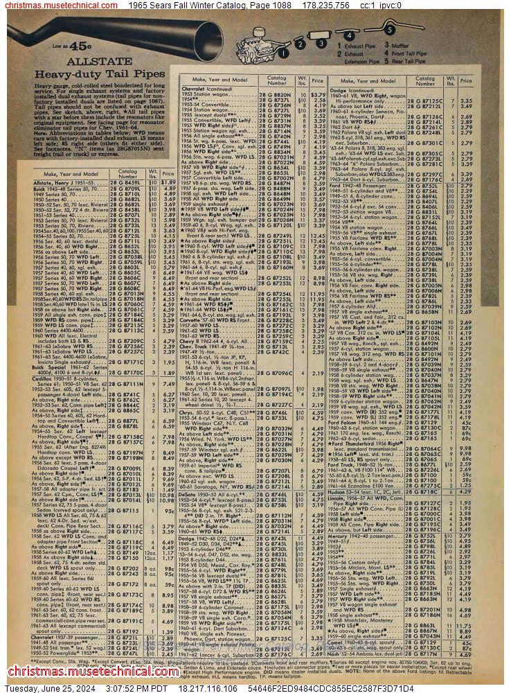 1965 Sears Fall Winter Catalog, Page 1088