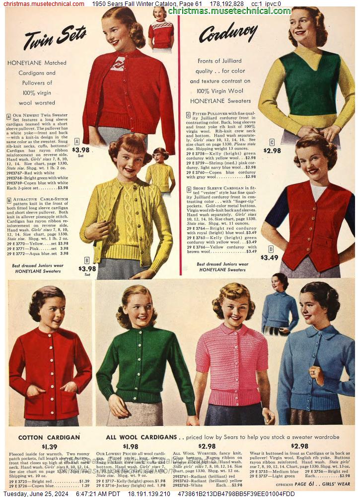 1950 Sears Fall Winter Catalog, Page 61