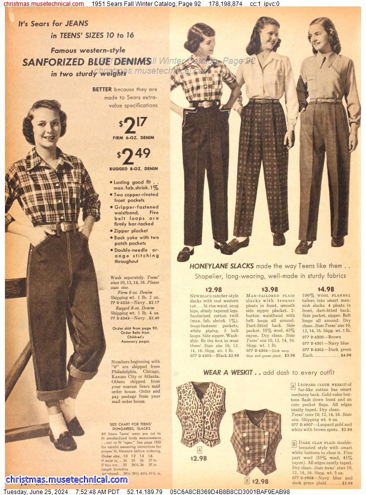 1951 Sears Fall Winter Catalog, Page 92