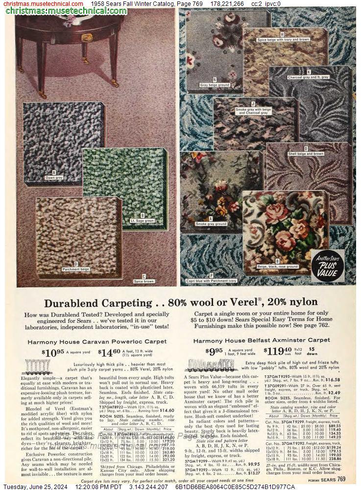 1958 Sears Fall Winter Catalog, Page 769
