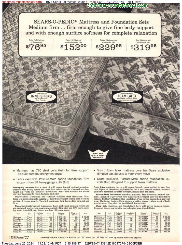 1971 Sears Fall Winter Catalog, Page 1420