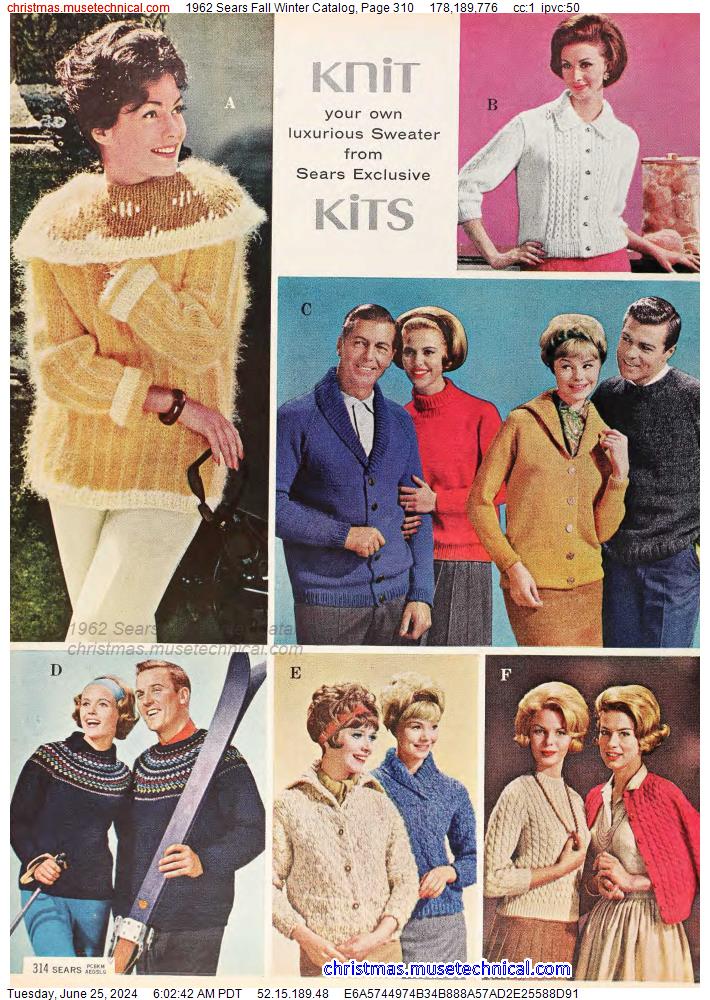1962 Sears Fall Winter Catalog, Page 310