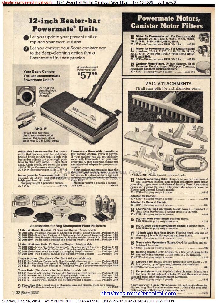 1974 Sears Fall Winter Catalog, Page 1132