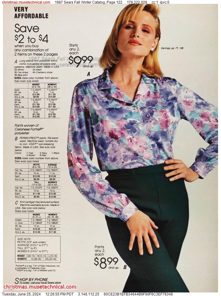 1987 Sears Fall Winter Catalog, Page 122