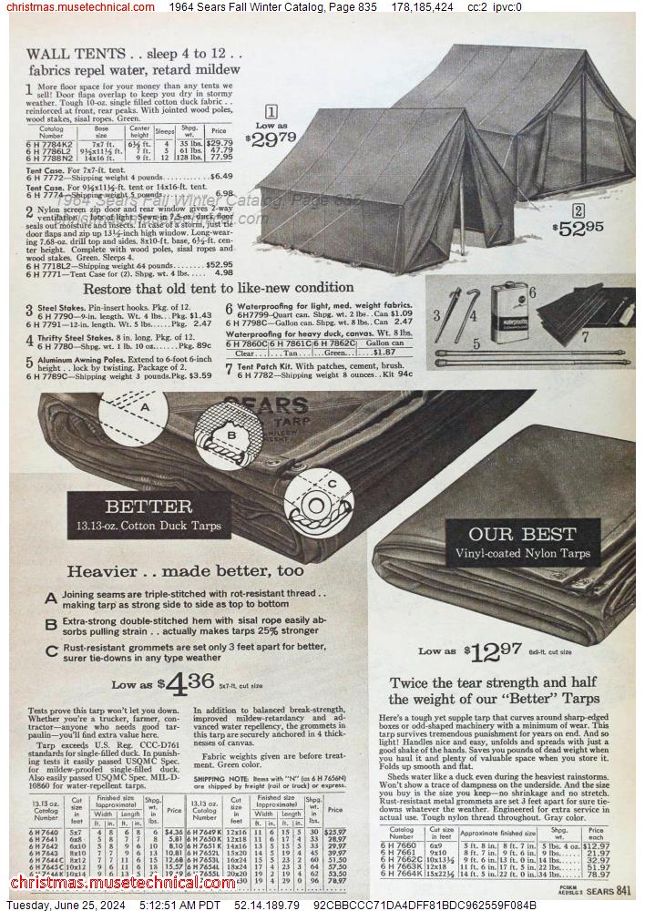 1964 Sears Fall Winter Catalog, Page 835