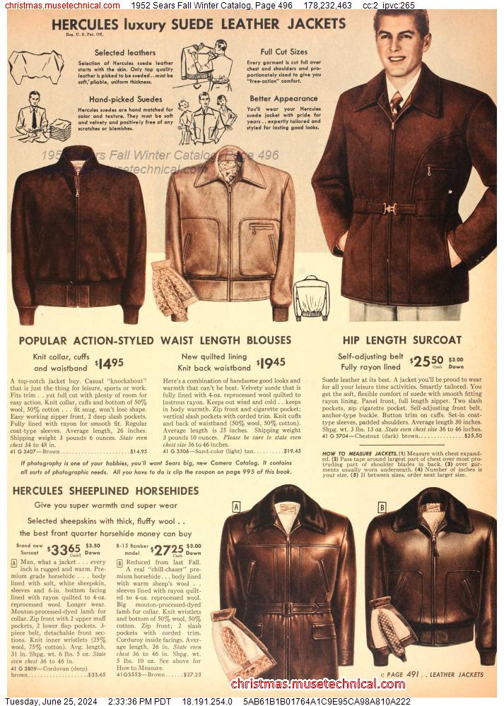 1952 Sears Fall Winter Catalog, Page 496