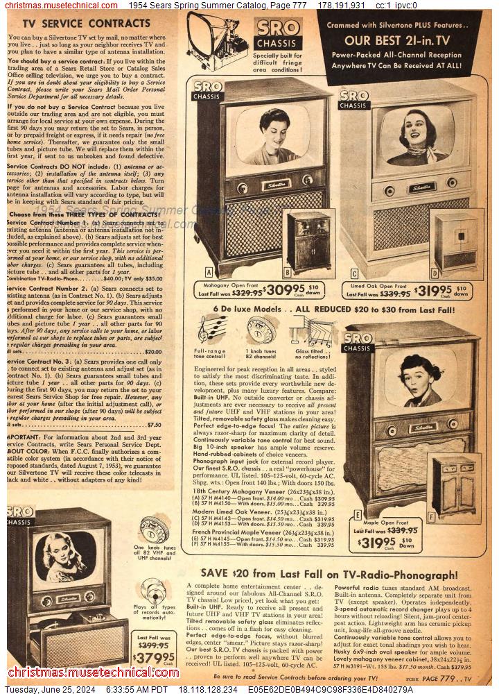 1954 Sears Spring Summer Catalog, Page 777