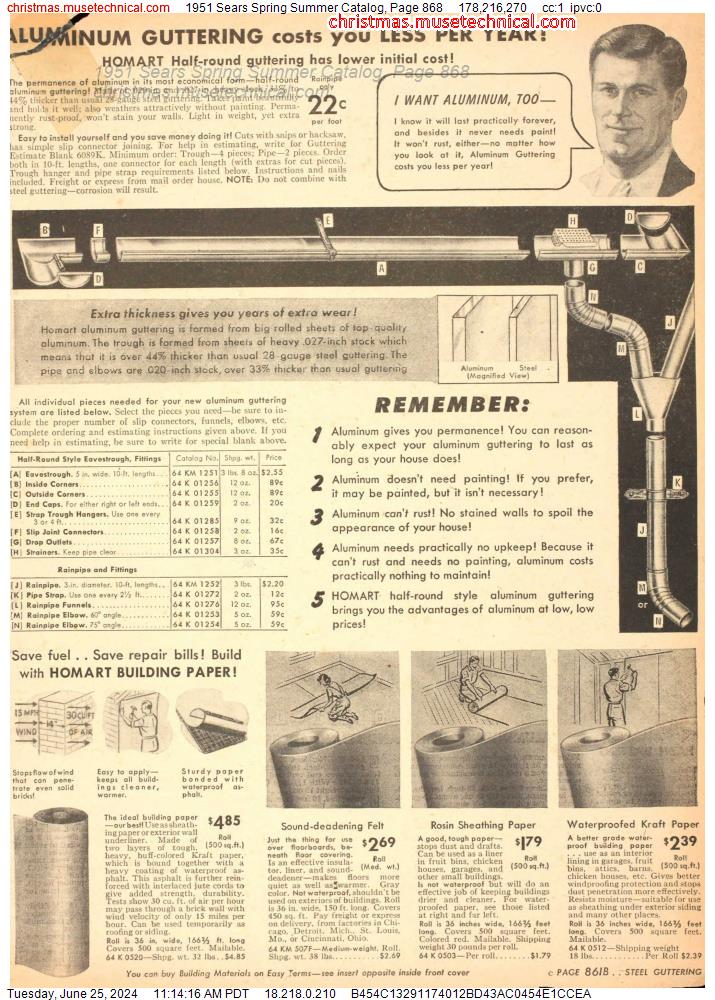 1951 Sears Spring Summer Catalog, Page 868