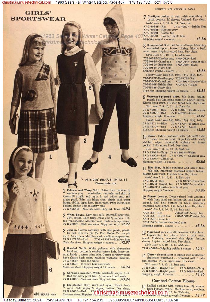 1963 Sears Fall Winter Catalog, Page 407