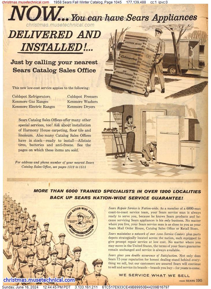 1958 Sears Fall Winter Catalog, Page 1045