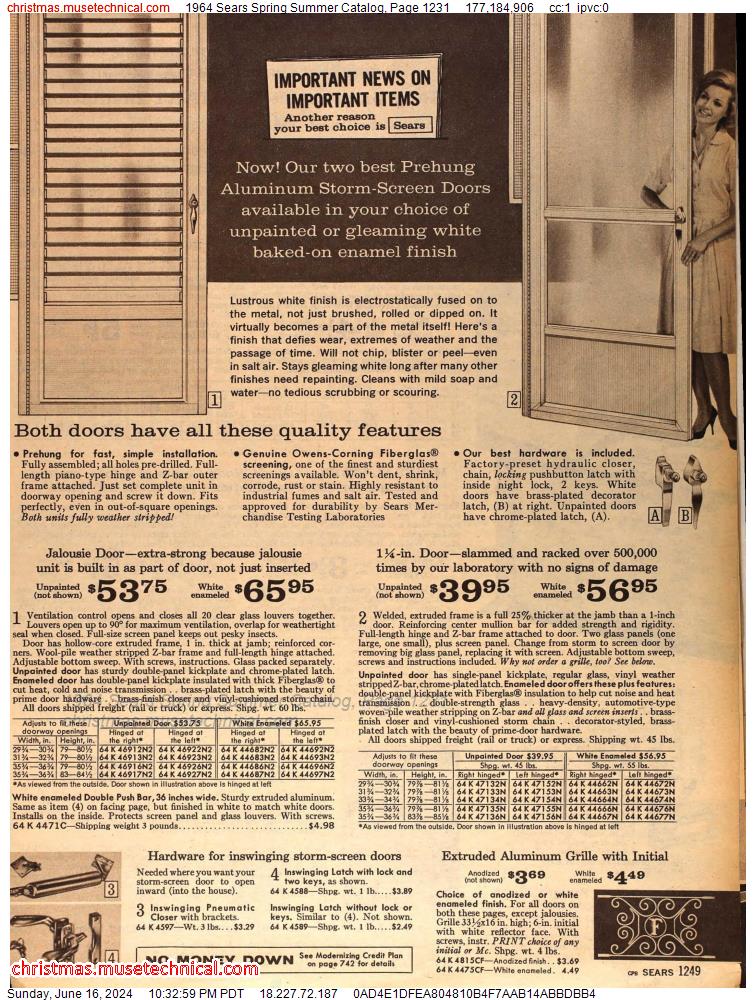 1964 Sears Spring Summer Catalog, Page 1231