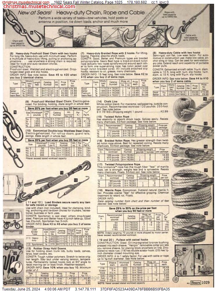 1982 Sears Fall Winter Catalog, Page 1025