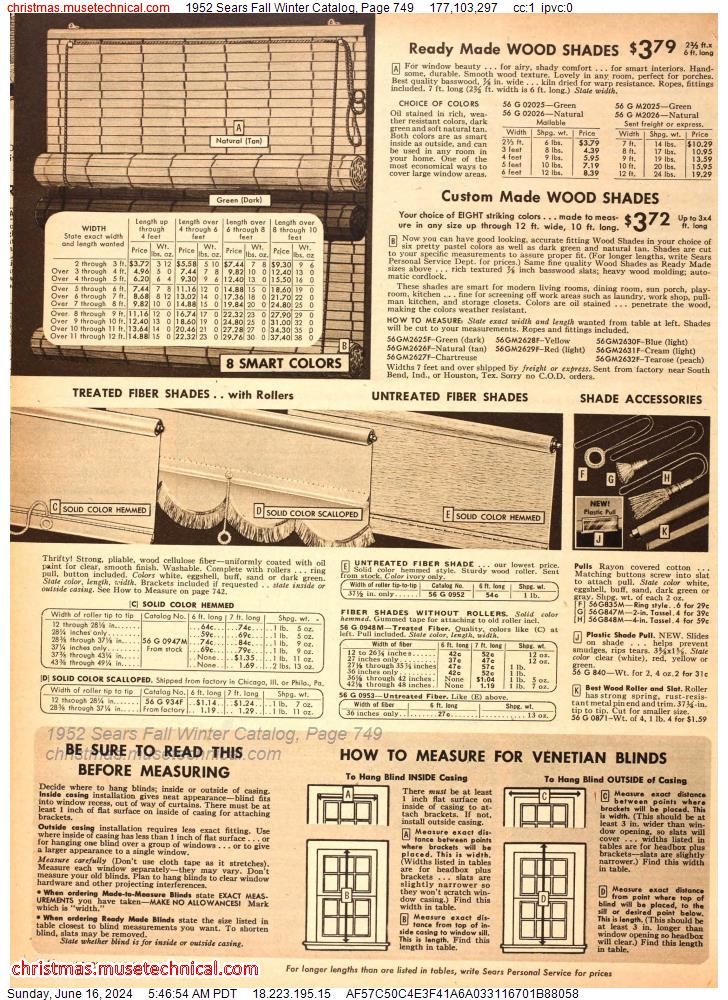 1952 Sears Fall Winter Catalog, Page 749