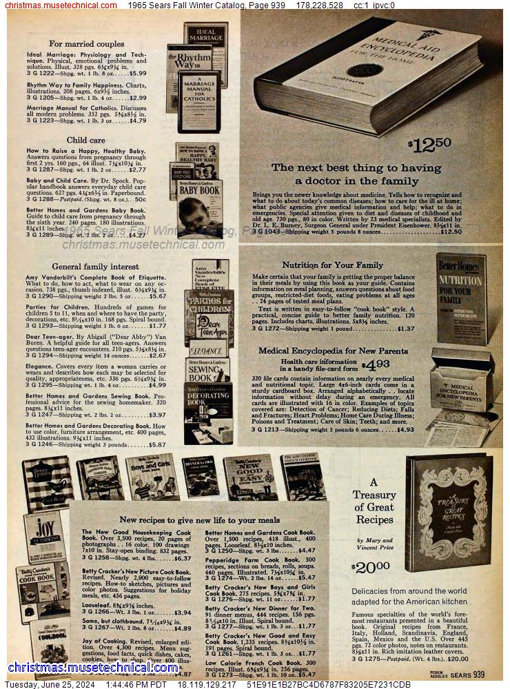 1965 Sears Fall Winter Catalog, Page 939