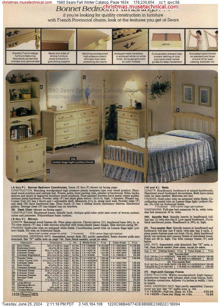1980 Sears Fall Winter Catalog, Page 1634