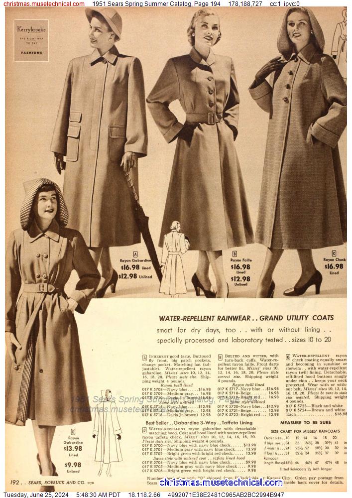 1951 Sears Spring Summer Catalog, Page 194