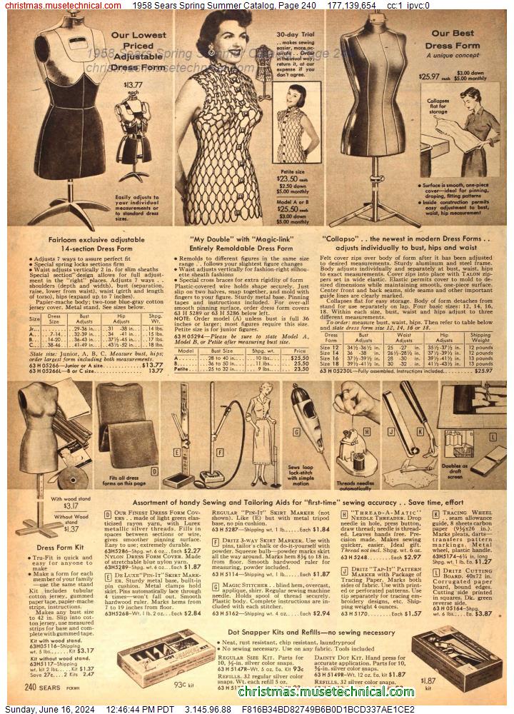1958 Sears Spring Summer Catalog, Page 240