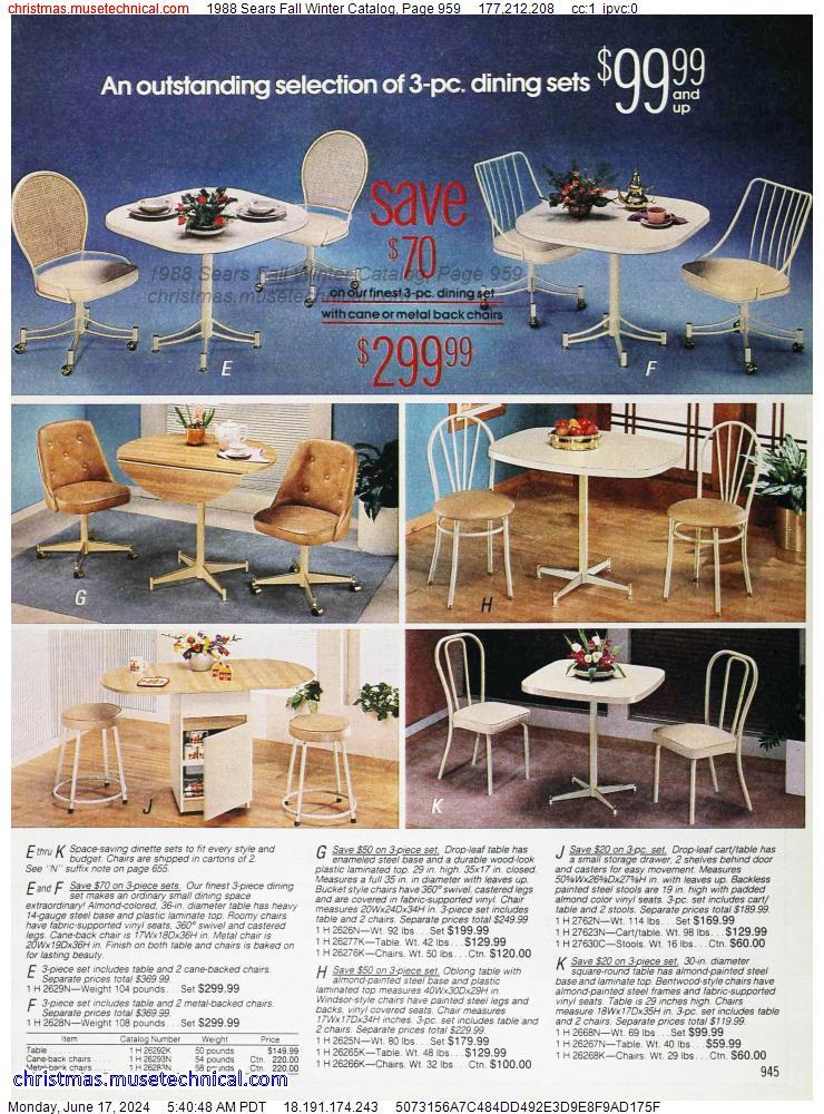 1988 Sears Fall Winter Catalog, Page 959