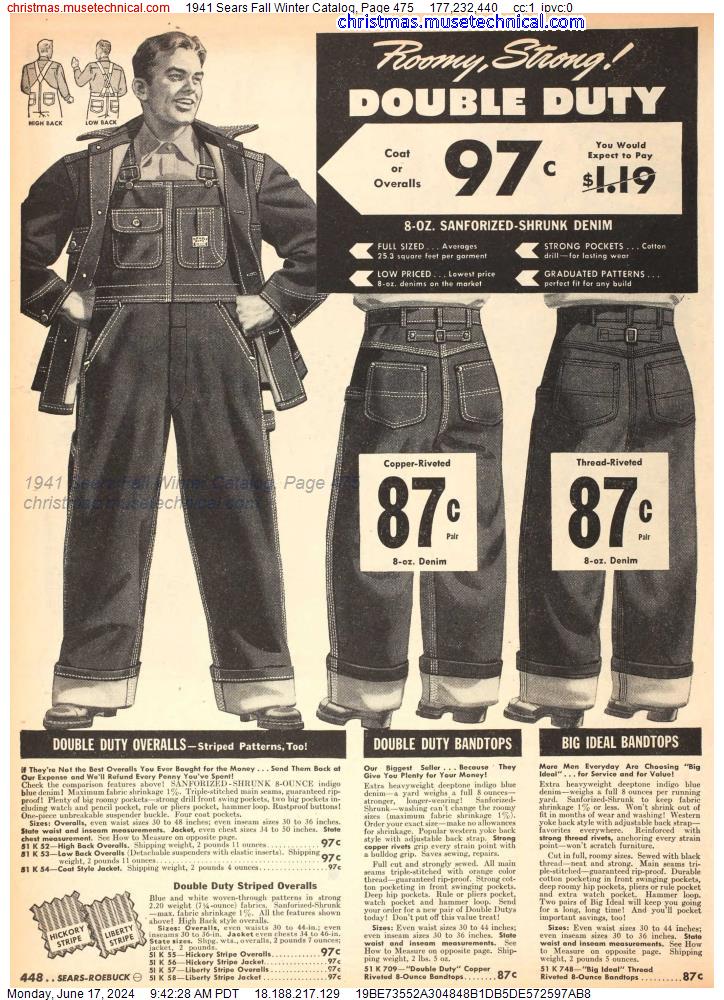 1941 Sears Fall Winter Catalog, Page 475