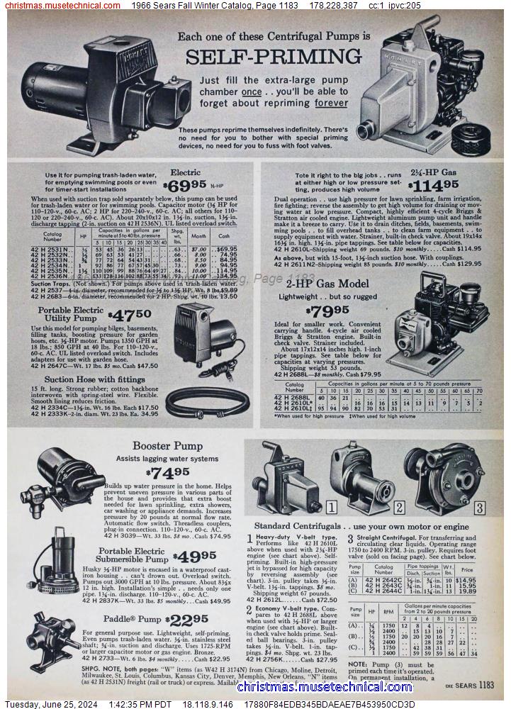 1966 Sears Fall Winter Catalog, Page 1183