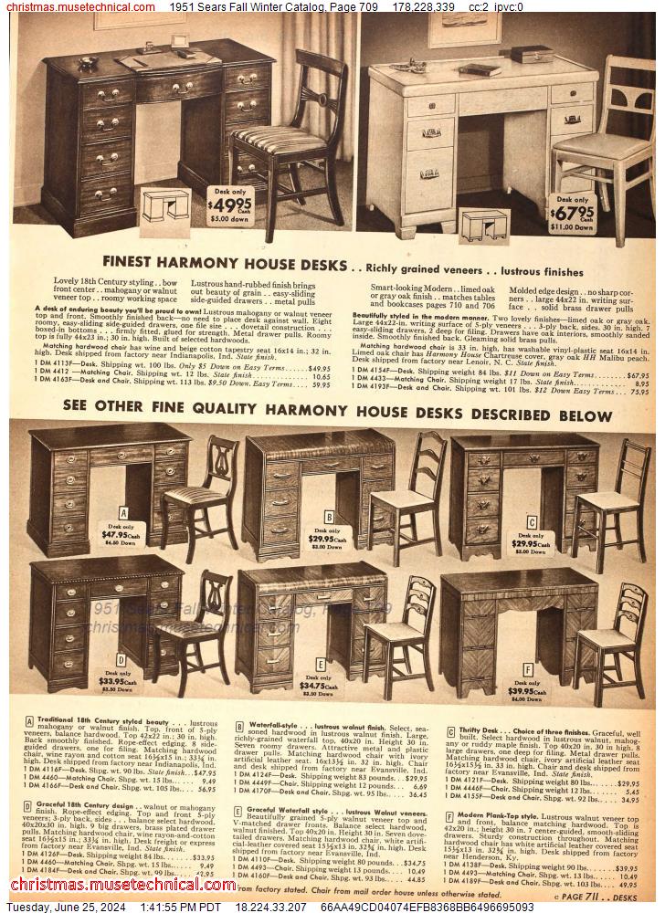 1951 Sears Fall Winter Catalog, Page 709