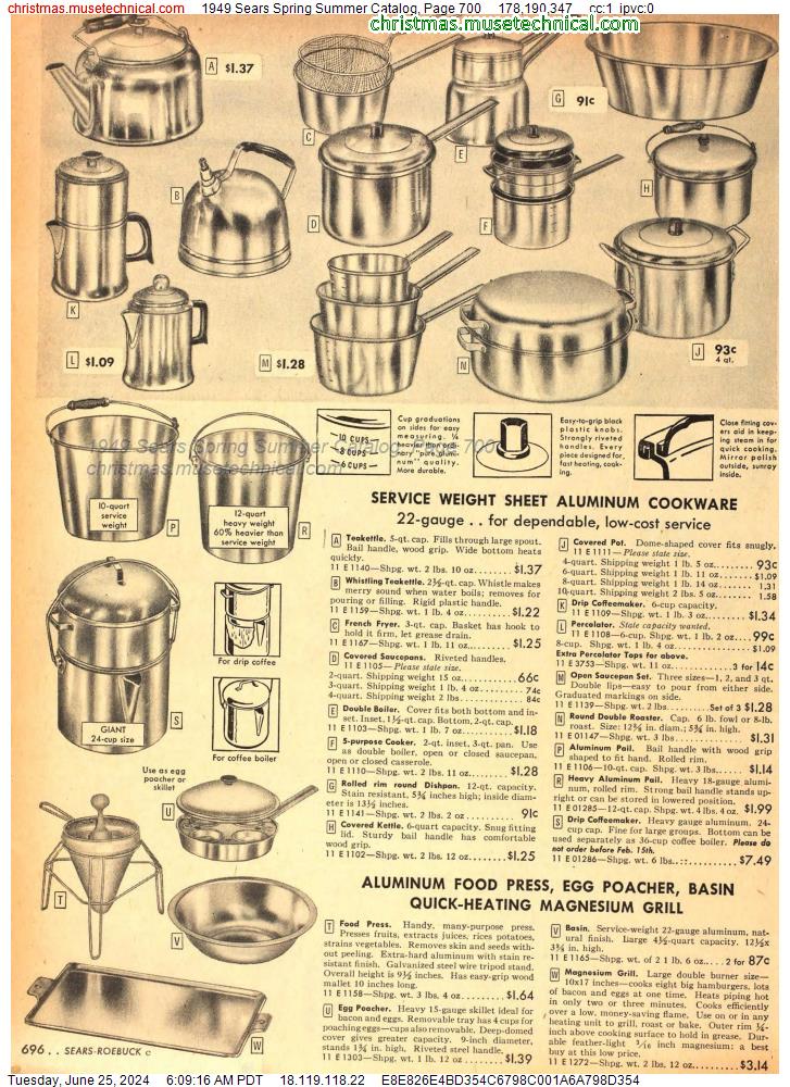 1949 Sears Spring Summer Catalog, Page 700