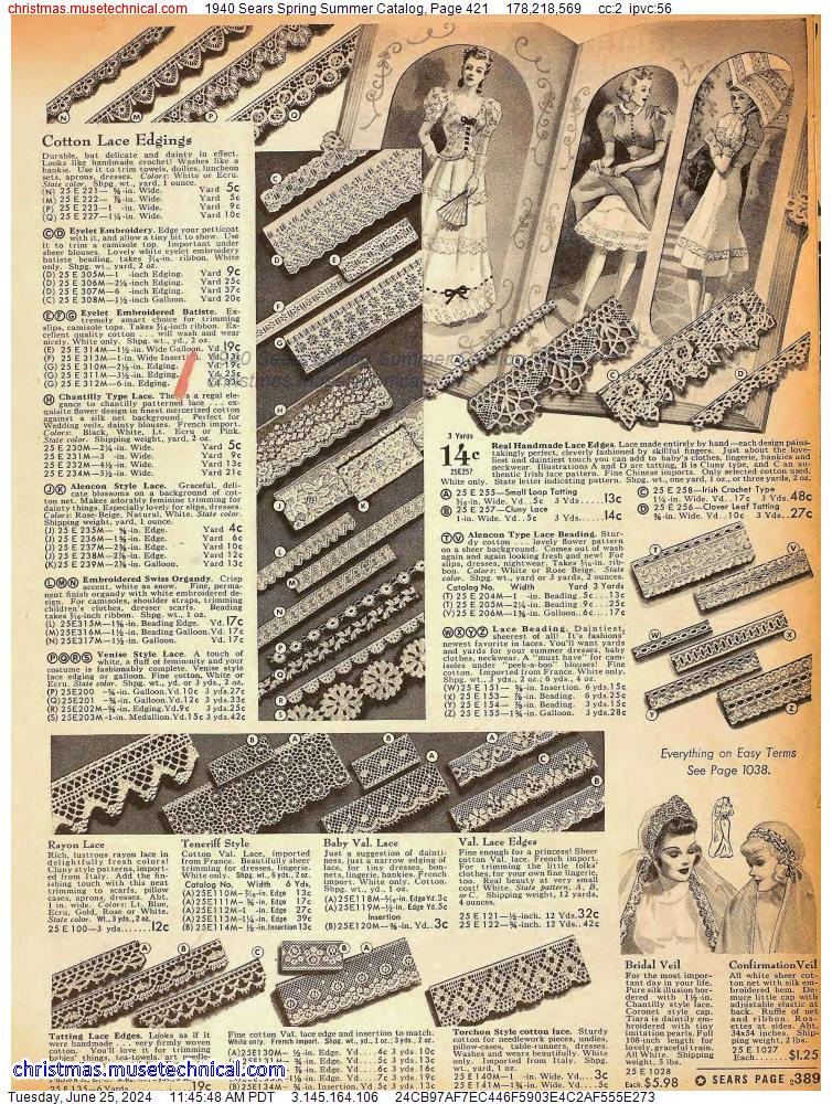 1940 Sears Spring Summer Catalog, Page 421