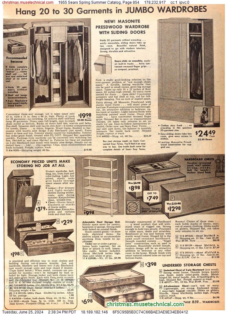 1955 Sears Spring Summer Catalog, Page 854