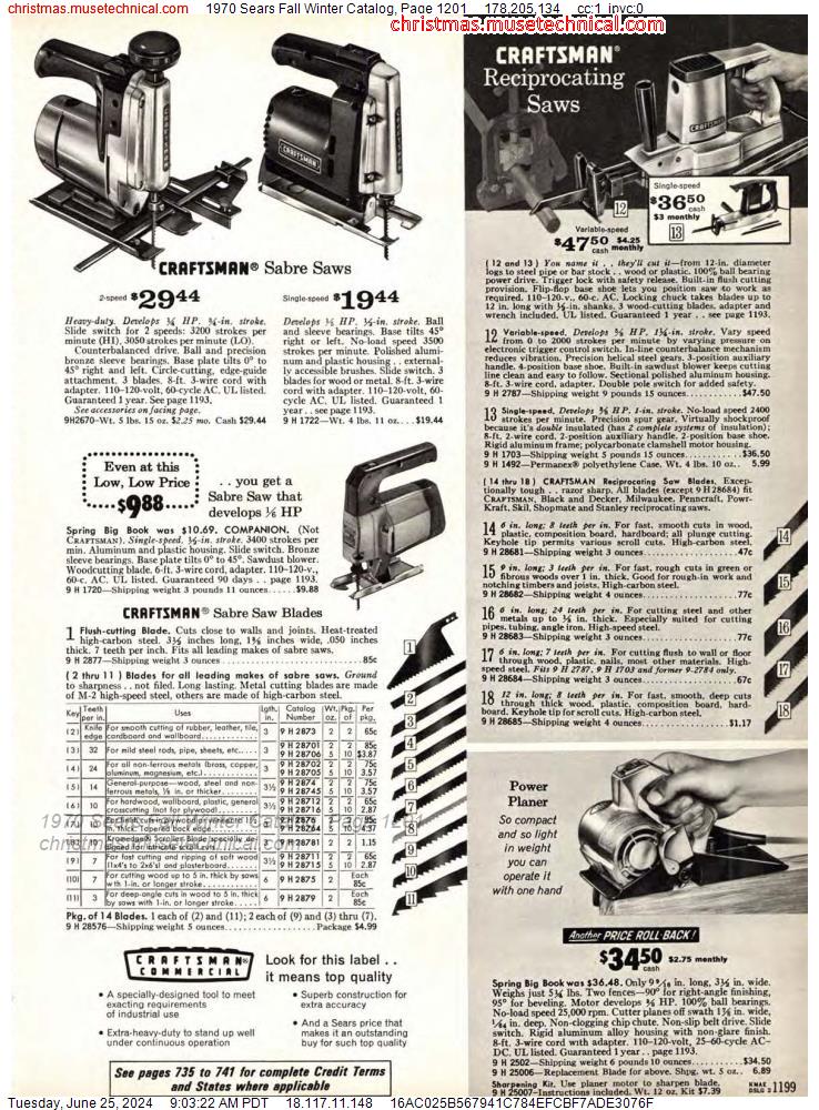 1970 Sears Fall Winter Catalog, Page 1201