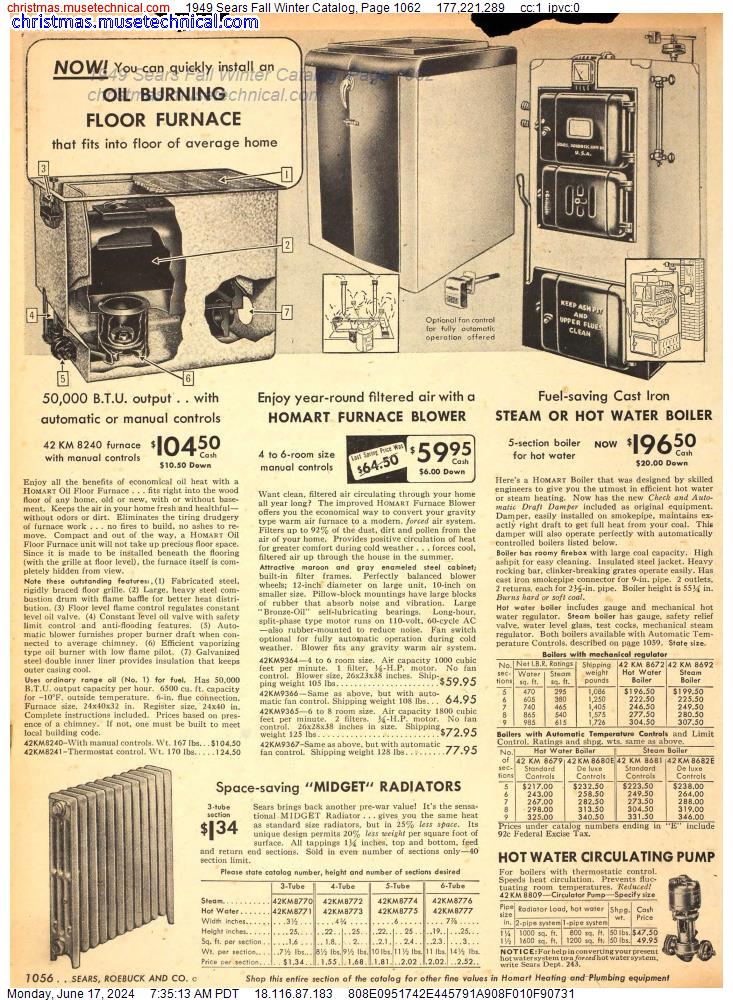1949 Sears Fall Winter Catalog, Page 1062