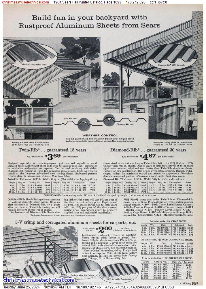1964 Sears Fall Winter Catalog, Page 1093