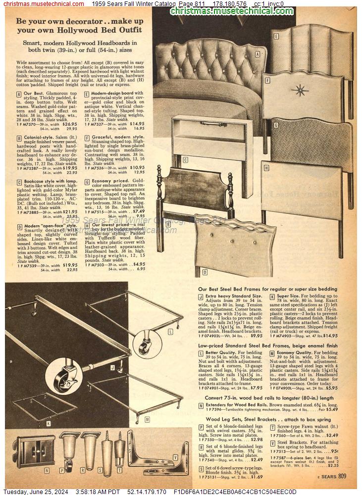 1959 Sears Fall Winter Catalog, Page 811