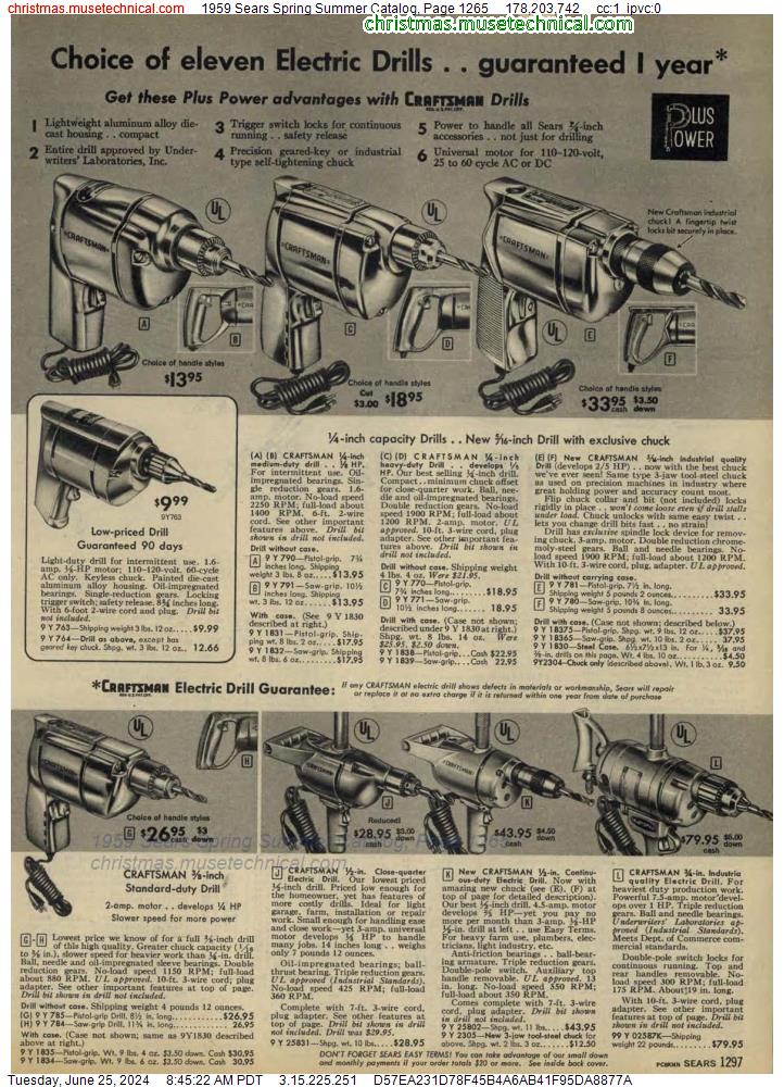 1959 Sears Spring Summer Catalog, Page 1265