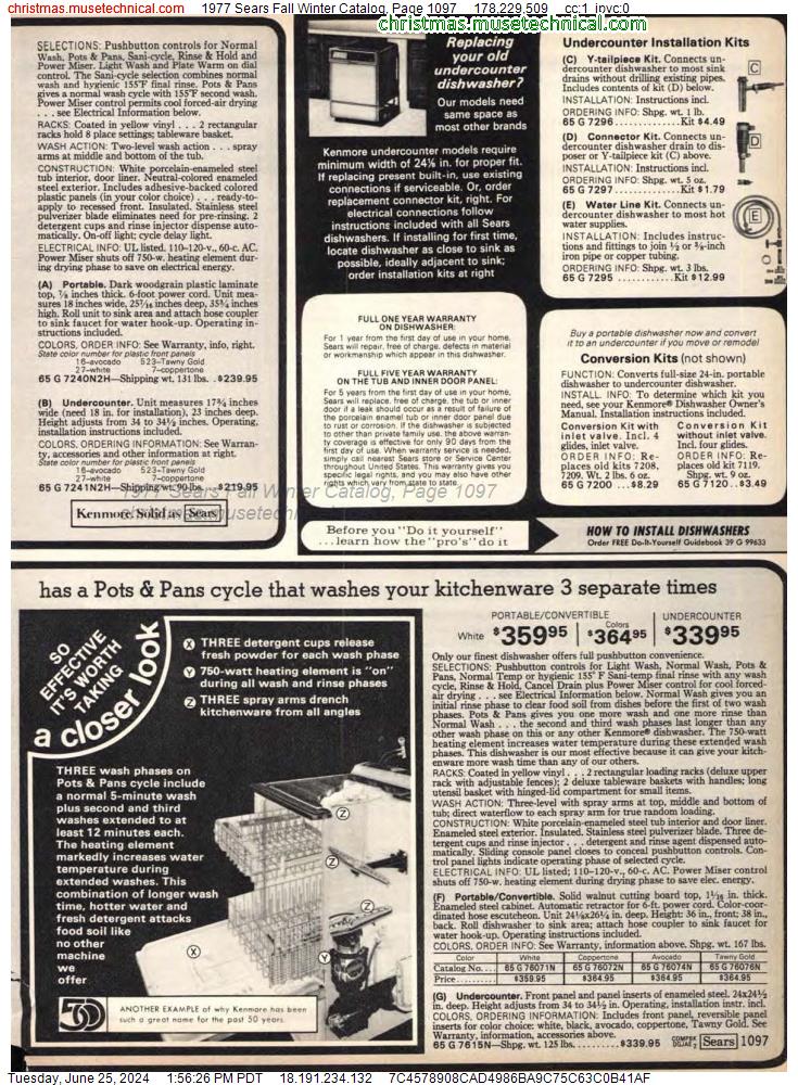 1977 Sears Fall Winter Catalog, Page 1097