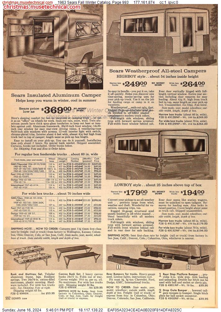 1963 Sears Fall Winter Catalog, Page 993