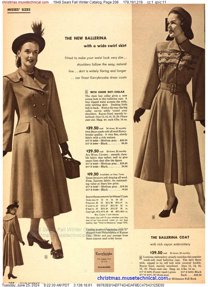 1948 Sears Fall Winter Catalog, Page 206